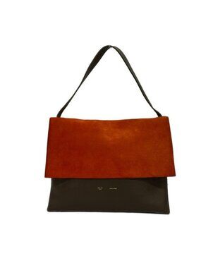 Celine Shoulder Bag All Soft Orange Dark Brown Gray Leather